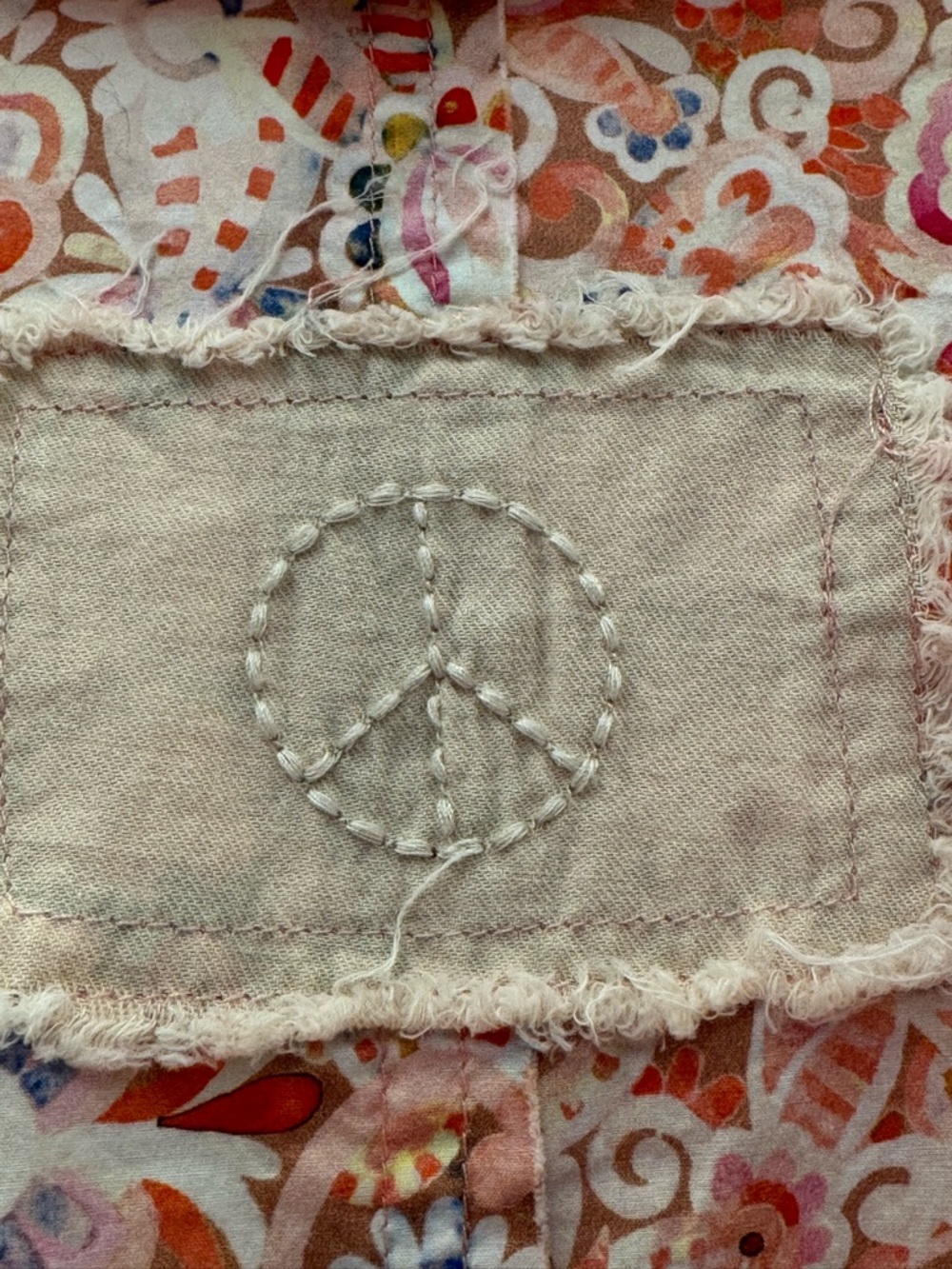 Blue Velvet Oversized Patchwork Button-Down Shirt in Pink and Cream-Hippie Chic - Picture 7 of 7